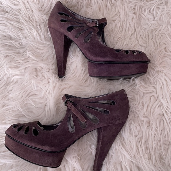 Nine West Plum platform Peek Toe Heels - Picture 10 of 16